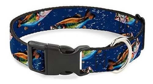 Buckle-down Dog Collar Plastic Clip Bass Fish Water Bubbles 