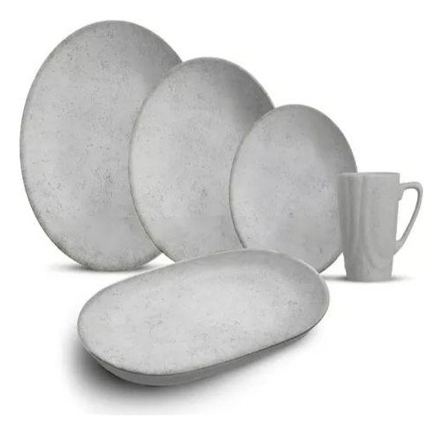 Aparelho De Jantar Concrete Com Travessa 17 Peças