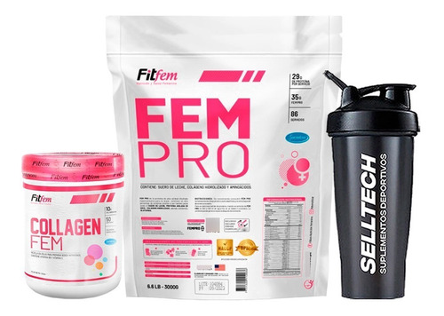 Pack Fitfem Fempro 3kg Chocolate+colagen Fem 500gr Frutpunch