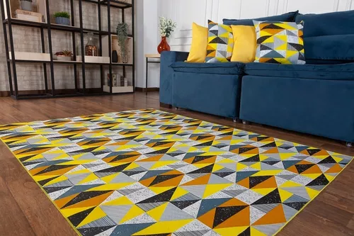Tapetes geométricos de tabuleiro de xadrez amarelo - TenStickers