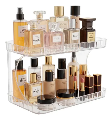 Organizador Porta Maquiagem 2 Andares Cosméticos  Kaziva Transparente
