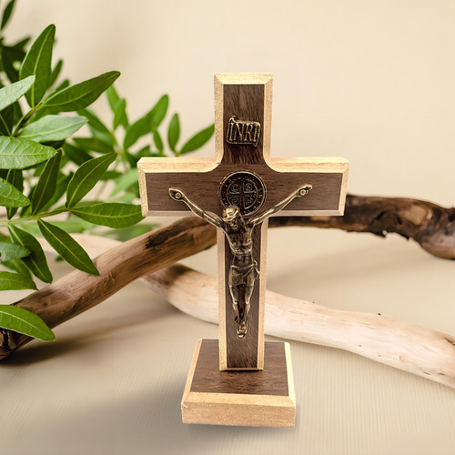 Cruz Crucifixo Em Madeira De Mão De Bolsa Para Orar Pequena