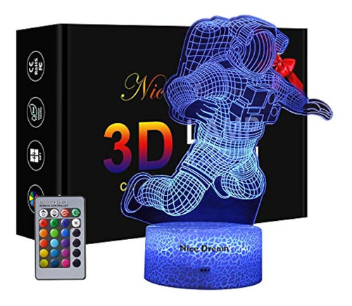 Spaceman 3d Night Light, Lámpara De Astronauta, 16 Colores Q