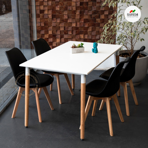 Juego De Comedor Mesa Eames 120x80 + 4 Sillas Tulip