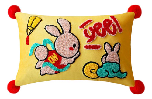 Funda De Cojín Bordada, Funda De Almohada De Conejo Para