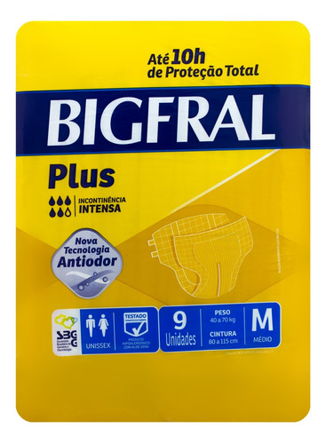 Fraldas para adultos descartáveis Bigfral  Plus M x 9 u