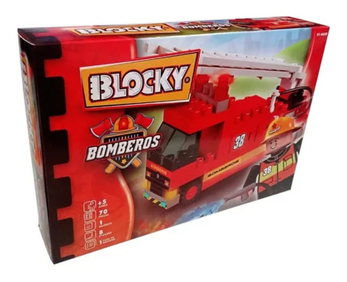 Imagen 4 de 4 de Bloques encastre Blocky Camion de Bomberos 70 Piezas 1 muñeco