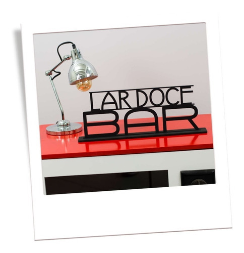 Palavra Decorativa Com Base - Lar Doce Bar - 17 X 45 X 6 Cm