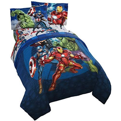 Juego De Cama Avengers Círculo Azul, Tamaño Twin