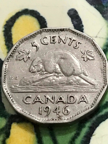 Moneda 5 Cent Canadá 1946. 5 Centavos.