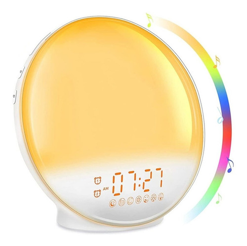 Imagen 2 de 8 de Reloj Despertador Inteligente Lámpara De Mesa Con Radio Fm