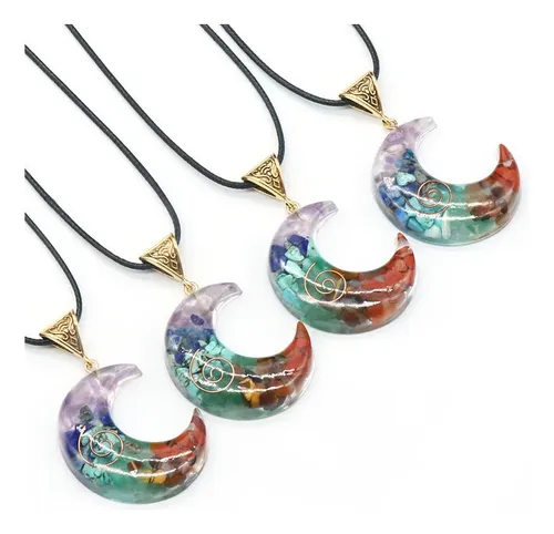 comprar Collar 7chakras Orgonita Luna  Piedra Natural