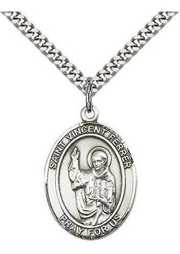 Collar - Sterling Silver St. Vincent Ferrer Pendant With 24 