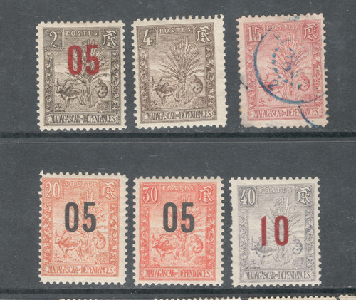 Estampillas Madagascar Francés 1903 Escudos Lemur Y Cebu