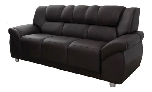 Sillon 3 Cuerpos Sofa Córdoba Pu Marrón Color Negro Diseño de la tela Liso