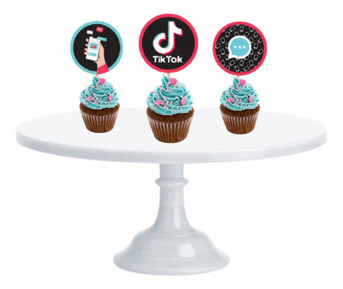 Tiktok Cupcake Toppers Adorno Para Muffins X10