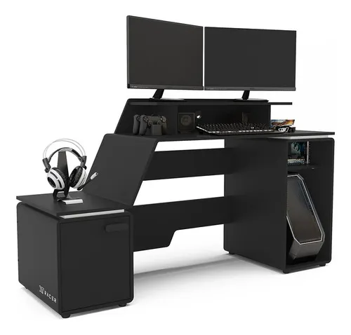 Mesa Gamer Xt Racer Space Two Politorno Gabinete Preta
