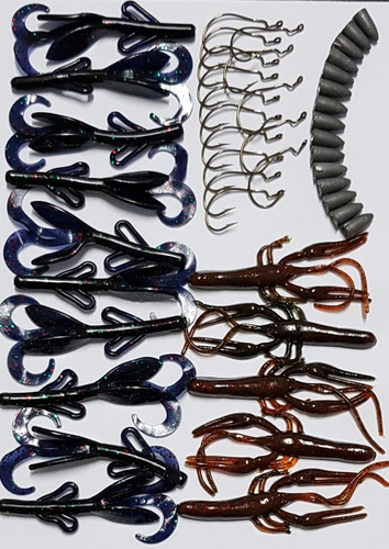Kit 15 Isca Artificial Soft +15 Anzóis +15 Peso 7grs Sem Uso