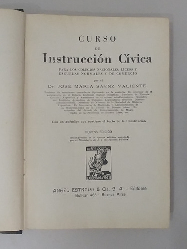 Curso De Instrucción Civica Por El Dr Jose Maria Saenz (8c)