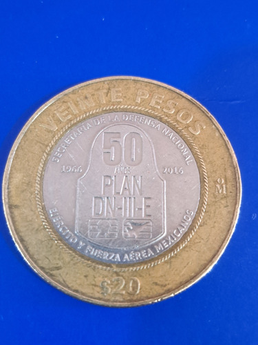 Moneda De 20 Pesos Plan Dn-iii-e Con Poca Circulación