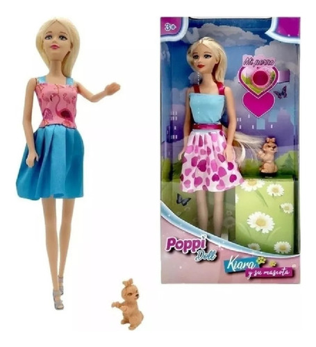 Muñeca Articulada Poppi Doll Kiara Y Su Mascota