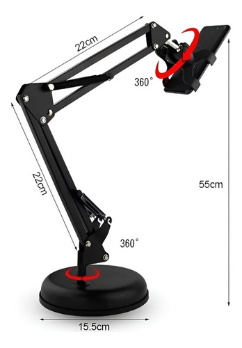 Soporte Atril Plegable Brazo Celular Tablet Con Base Mesa