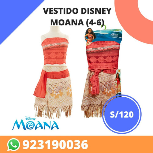 Vestido Moana Cumpleaños Disfraz Disney Original 3- 6 Años