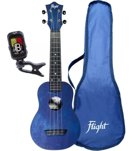 Ukelele Soprano Con Funda Y Afinador Pack Flight Tus35 Azul#