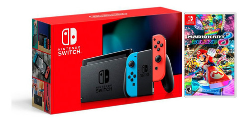  Nintendo Switch 2019 Neon Bateria + Mario Kart 8 Deluxe