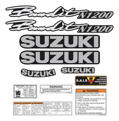 Kit Adesivos Suzuki Bandit 1200n 1997 1998 1999 2000 Preta