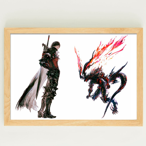 Cuadro Final Fantasy Xvi 51x36 Marco Madera Vidrio Poster 19