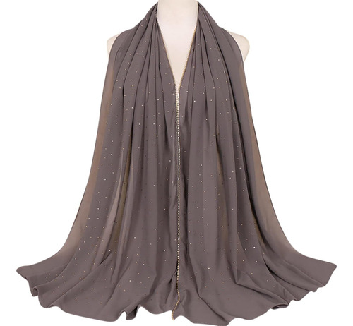 Pashmina Larga De Chiffon Suave Con Brillantes Mujer