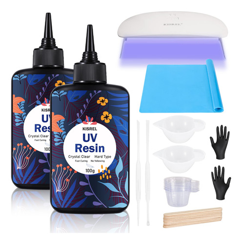 Kisrel Kit De Resina Uv Con Luz  7.05 Oz (200 G), Kit De Re