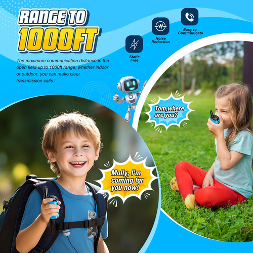 Mini Walkie Talkies Para Niños 2 Piezas Color Azul Claro