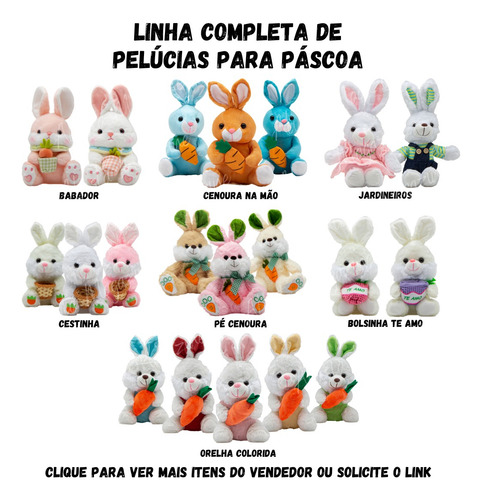 Coelho De Pelúcia Páscoa 25cm Cenoura Presente Várias Cores