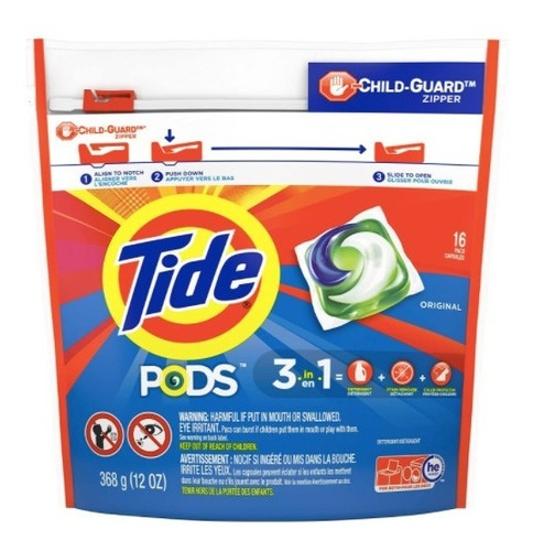 Detergente Ropa Tide Pods / 16 Capsulas 3 En 1