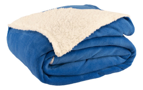 Cobertor Casal Queen Canadá  Manta Sherpa Fleece Dupla Face Cor Royal Desenho Do Tecido Liso