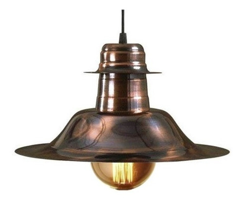 Campana Colgante Cobre Vintage Edison Lampara E27 Puraluz