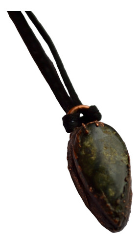 Collar Hombre, Piedra Natural Jaspe Verde De Mexico