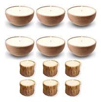 Comprar Velas Aromáticas Soja X6 Cuenco Madera 7x5cm - Vainicoco
