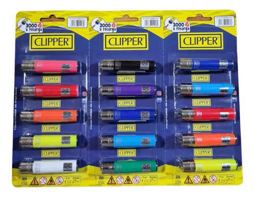 Encendedor Mini Clipper Colores X15u En Blister