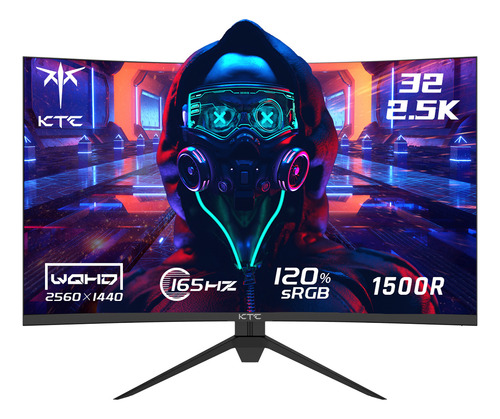 KTC Monitor Gamer H32S17 Curvo 32'' 165hz 2.5K 1500R QHD 1MS HVA 110V/220V DP HDMI PC