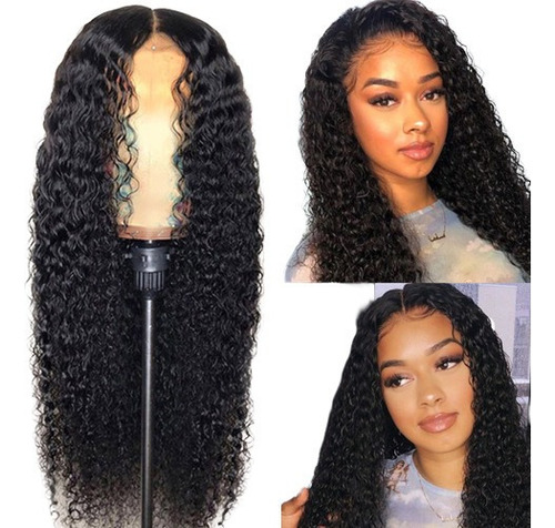 Peruca Feminina Afro Preta Longa Encaracolada