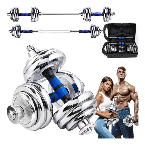 Set Mancuernas Kit De Pesas 44 Libras Ajustable Acero Cromado Set de  Mancuernas Ajustables de Hierro Con Seguros Set Pesas Fitness Juego de  Pesas Gym en Casa : : Deportes y Aire