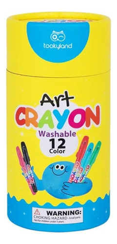 Set 12 Crayones Crayolas Lavables Y Textura Sedosa Con Tapa