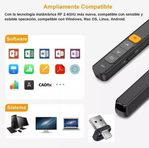 Caneta Apontadora A Laser Sem Fio Recarregável Usb.