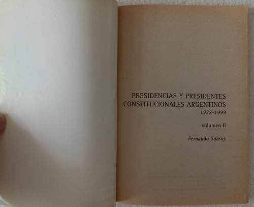 Presidencias Y Presidentes Const. Argentinos 2, F. Sabsay (Usado)