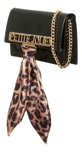 Bolsa Pequena Long Wallet Lenço Petite Jolie Transversal Cor Preto