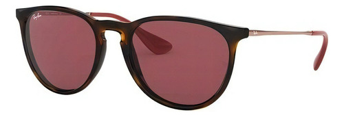 Óculos de sol Ray-Ban Erika Color Mix Standard armação de náilon cor gloss tortoise, lente dark violet clássica, haste bronze-copper de metal - RB4171