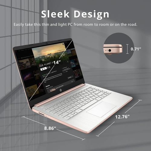 Laptop Hp 14 14'' Intel Celeron N4120 8gb 128gb -rosa